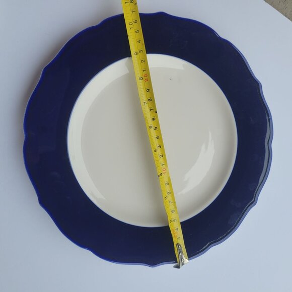 Vintage Syracuse China Dinner Plate 10" Blue & White Scalloped Edges Made In USA - Picture 3 of 3